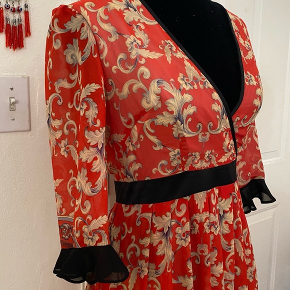 Nasty Gal Baroque Red Long Maxy Chiffon Dress - Picture 5 of 13